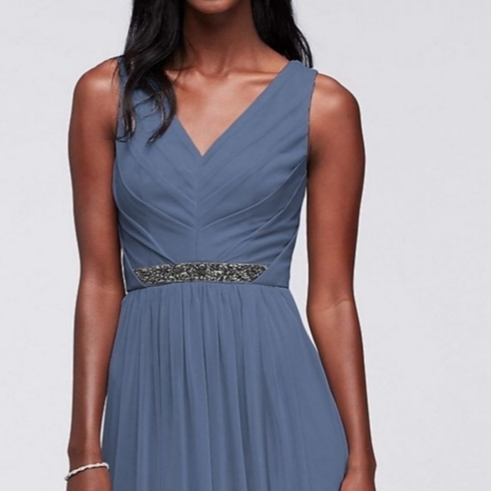 David's Bridal Steel Blue bridesmaid gown  Size 12